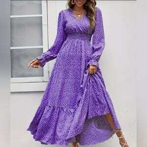 Purple Polka Dot Maxi Dress